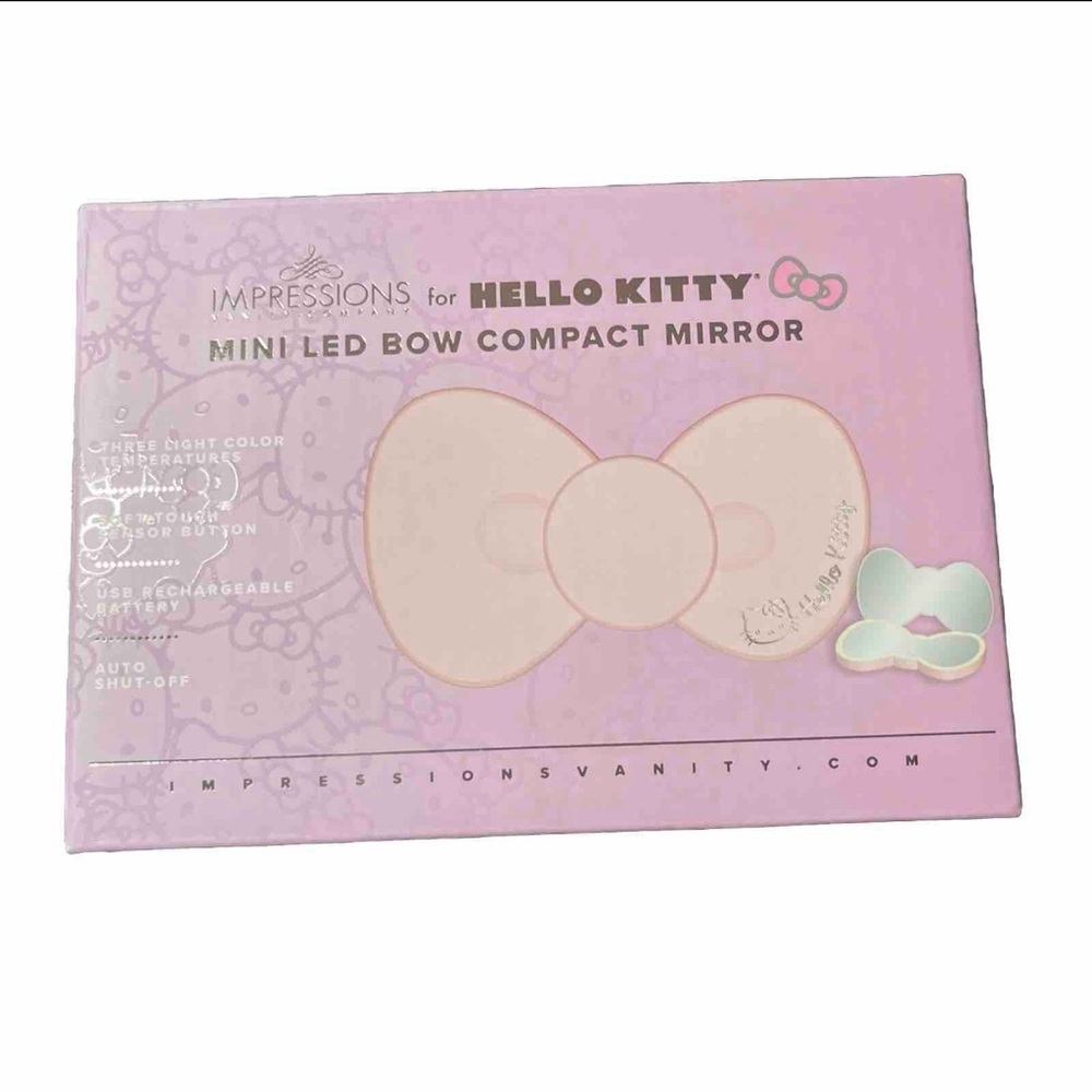 🎉SOLD🎉 🌟Impressions Vanity Hello Kitty Bow LED Compact Mirror, Double Sided🌟